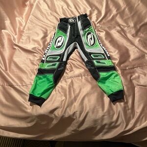 Green and Black Moto Racing Pants for kids  , adjustment belt, inseam 20”